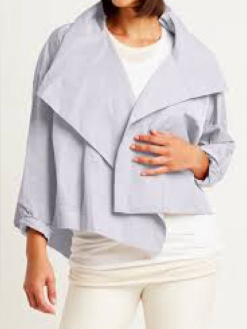 $312 PLANET Lauren G One Size Nylon Parachute Cropped Asymmetrical Jacket OPAL